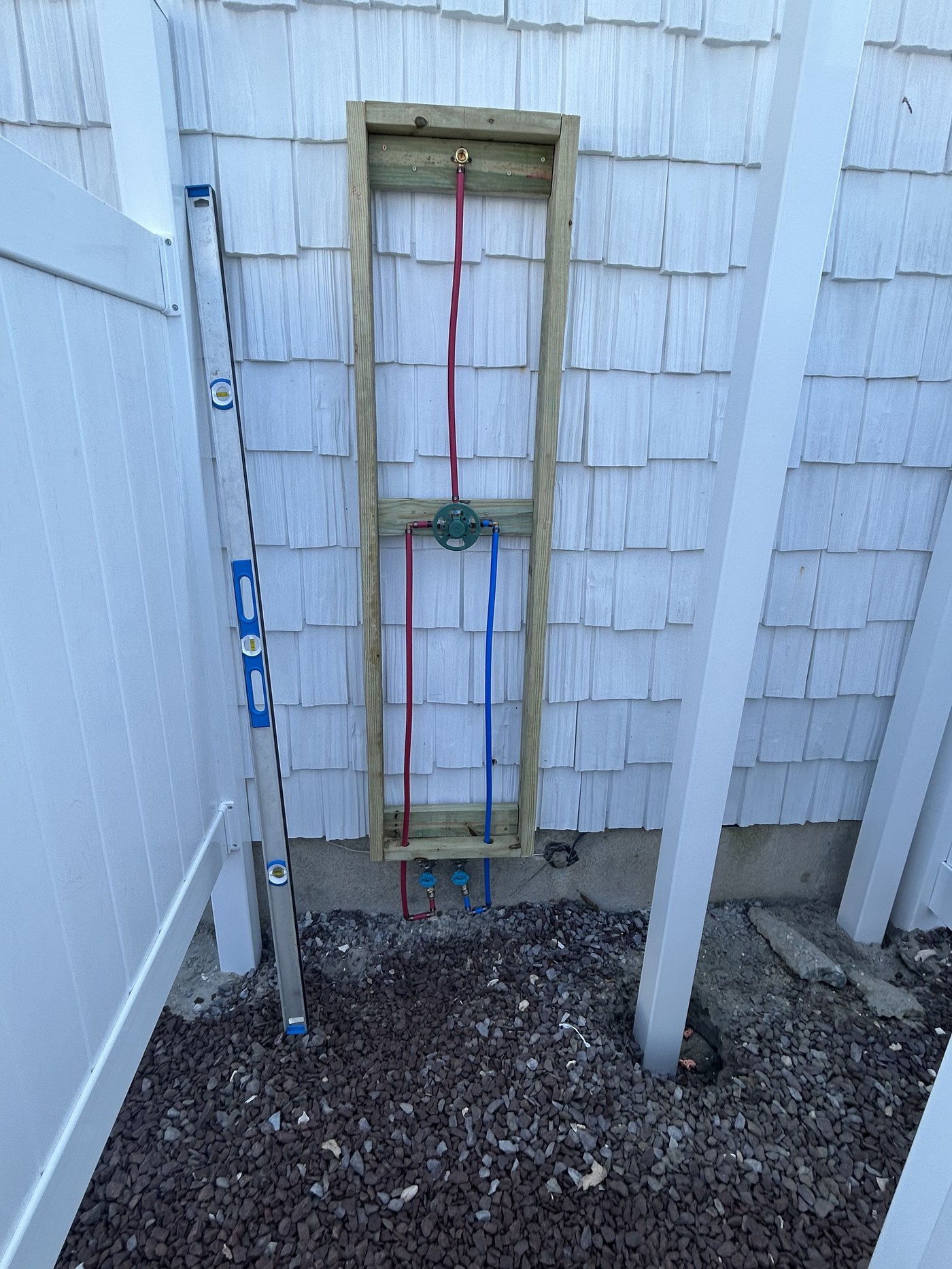 Outdoor shower PEX water supply line installation NJ