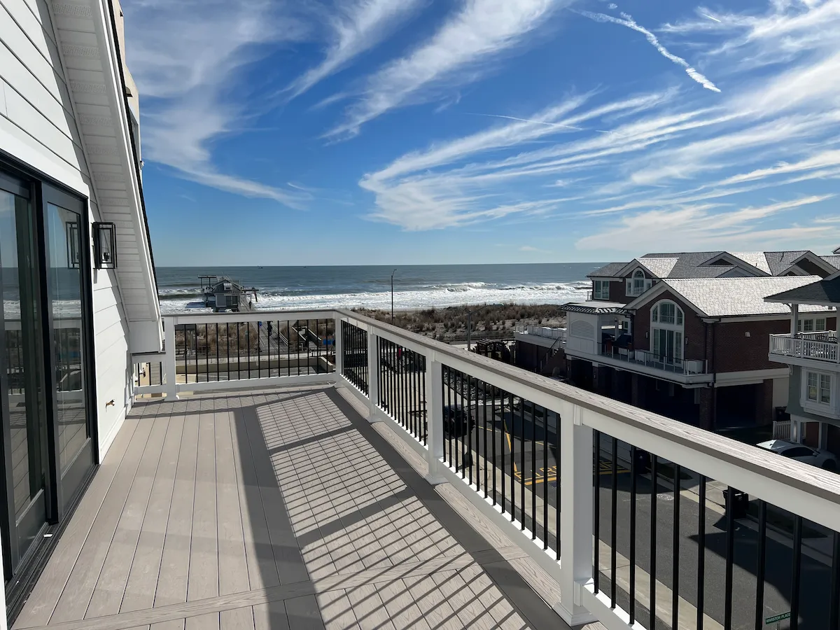 Trex Composite Deck with Cedar T&G Ceiling at Night, Ocean City NJ